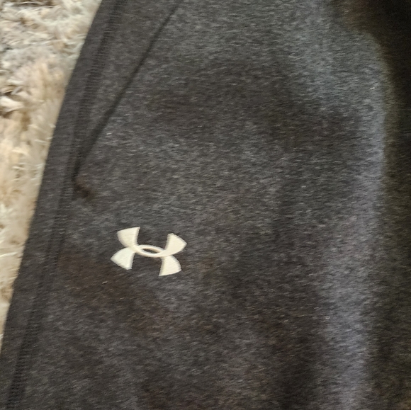 Men's UA Hustle Fleece Joggers Size Medium-Midnight Navy Light Heather/White - Picture 4 of 4